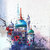 Zahid Ashraf, 12 x 12 inch, Acrylic on Canvas, Cityscape Painting, AC-ZHA-074